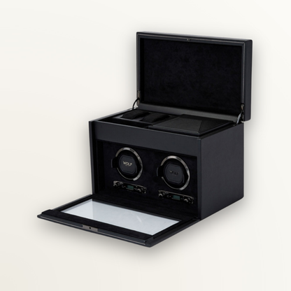 WOLF BRITISH RACING DOUBLE WATCH WINDER WITH STORAGE CASE