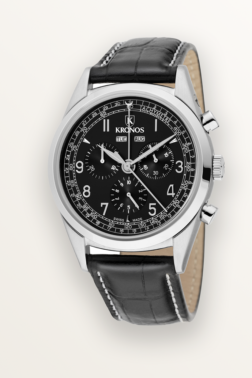 KRONOS FIRST CLASS CHRONOGRAPH COMPLETE CALENDAR BLACK – Unión Suiza